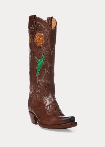 Women's Polo Ralph Lauren Selene Leather Cowboy Boots | 783416QJZ